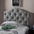 Grey / Beige Camelback Twin Upholstered Headboard