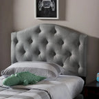 Grey / Beige Camelback Twin Upholstered Headboard