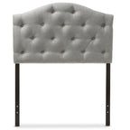 Grey / Beige Camelback Twin Upholstered Headboard