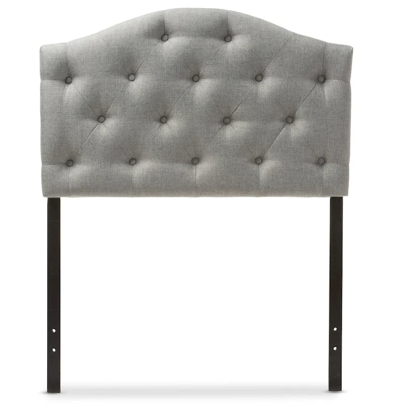 Grey / Beige Camelback Twin Upholstered Headboard