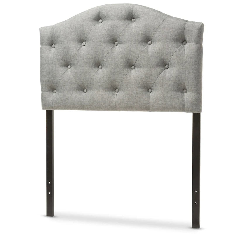 Grey / Beige Camelback Twin Upholstered Headboard