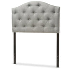 Grey / Beige Camelback Twin Upholstered Headboard