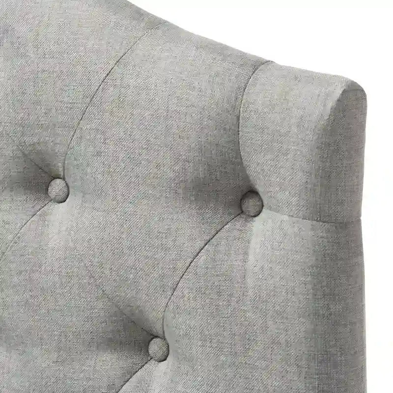 Grey / Beige Camelback Twin Upholstered Headboard