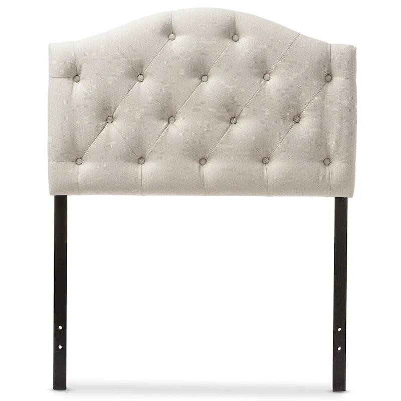 Grey / Beige Camelback Twin Upholstered Headboard