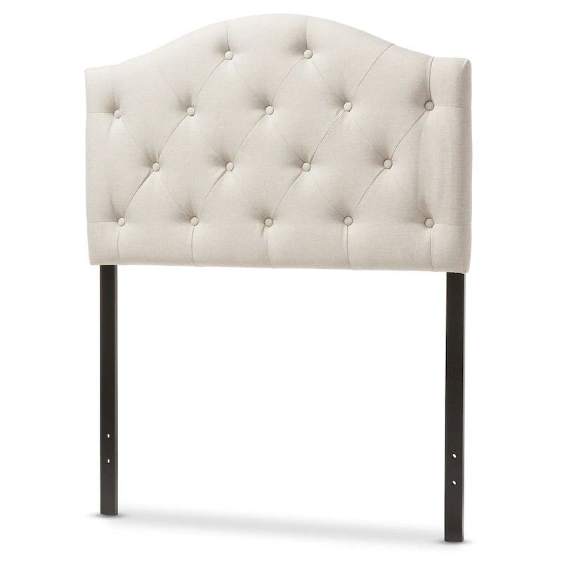 Grey / Beige Camelback Twin Upholstered Headboard