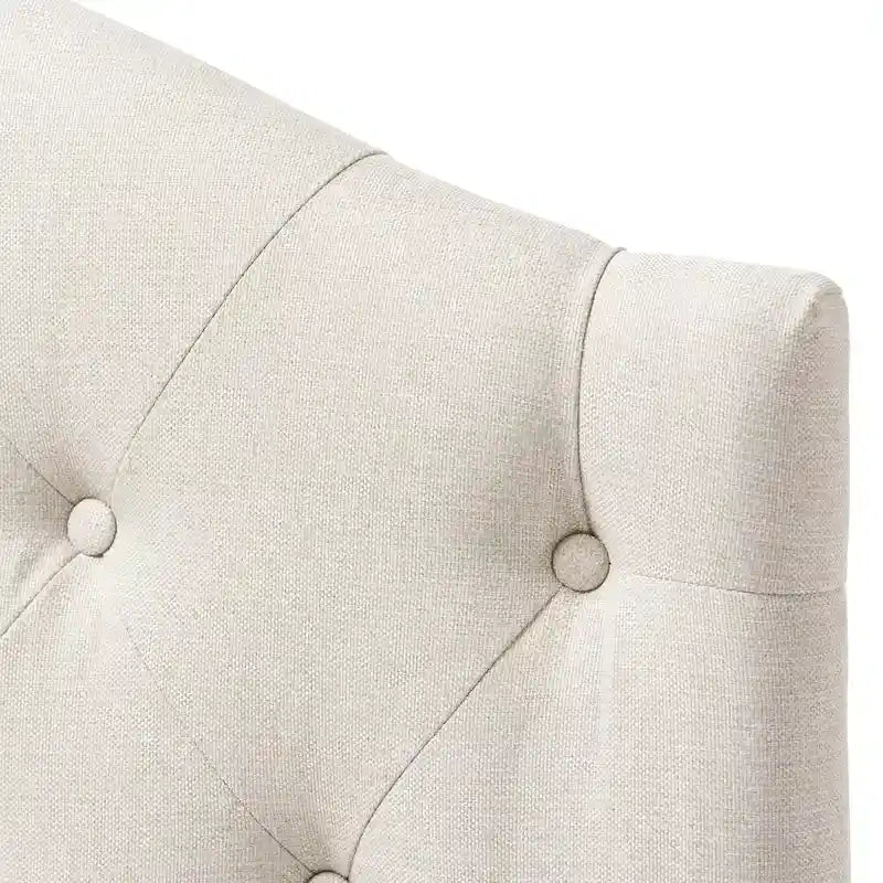 Grey / Beige Camelback Twin Upholstered Headboard