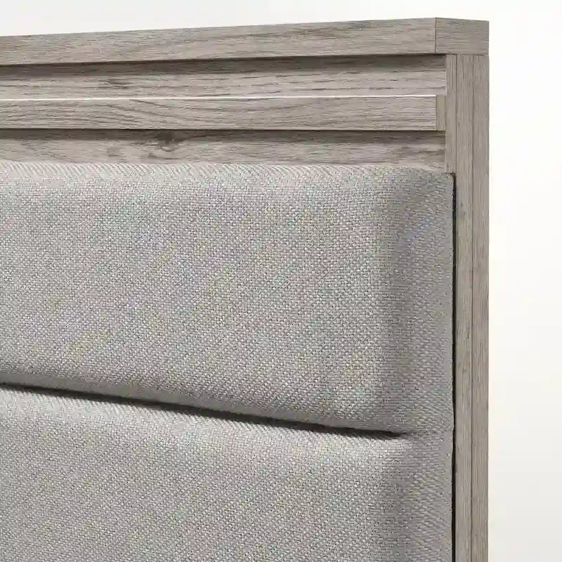Gray Upholstered Platform Bed with LED Pier Lights & 2 Nightstands, For 1–2 People (King/Queen)