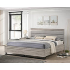 Gray Upholstered Platform Bed with LED Pier Lights & 2 Nightstands, For 1–2 People (King/Queen)