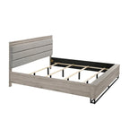 Gray Upholstered Platform Bed with LED Pier Lights & 2 Nightstands, For 1–2 People (King/Queen)
