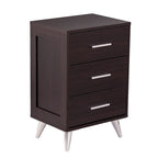 White/Walnut/Espresso Mid-Century 3-Drawer Nightstand, Single