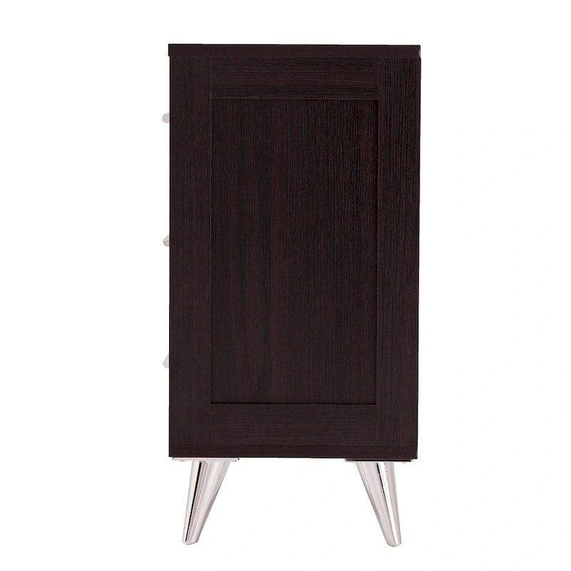 White/Walnut/Espresso Mid-Century 3-Drawer Nightstand, Single