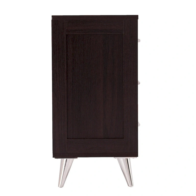White/Walnut/Espresso Mid-Century 3-Drawer Nightstand, Single