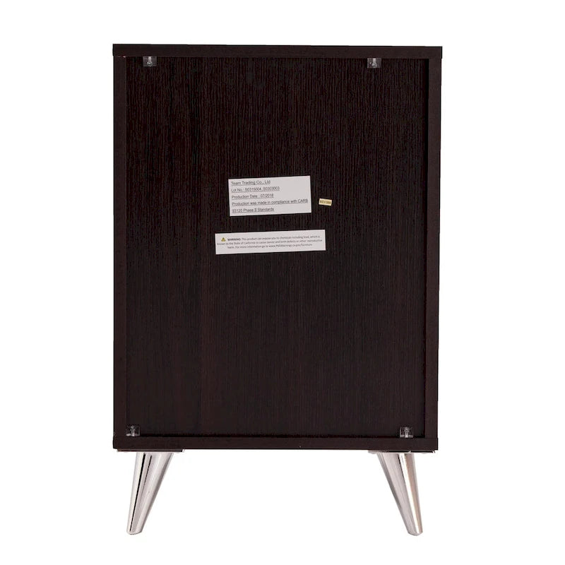 White/Walnut/Espresso Mid-Century 3-Drawer Nightstand, Single