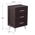 White/Walnut/Espresso Mid-Century 3-Drawer Nightstand, Single
