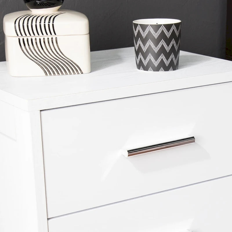 White/Walnut/Espresso Mid-Century 3-Drawer Nightstand, Single