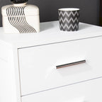 White/Walnut/Espresso Mid-Century 3-Drawer Nightstand, Single