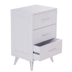 White/Walnut/Espresso Mid-Century 3-Drawer Nightstand, Single