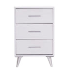 White/Walnut/Espresso Mid-Century 3-Drawer Nightstand, Single
