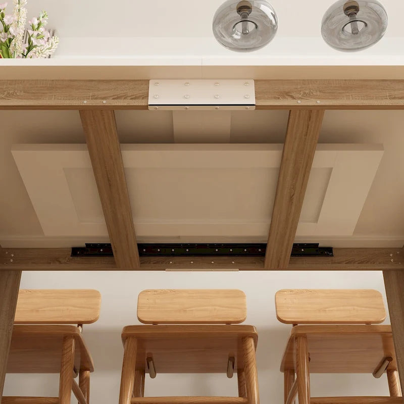 White & Oak Extendable Dining Table, Rectangular, Seats 4–6