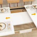 White & Oak Extendable Dining Table, Rectangular, Seats 4–6