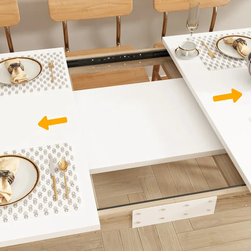 White & Oak Extendable Dining Table, Rectangular, Seats 4–6
