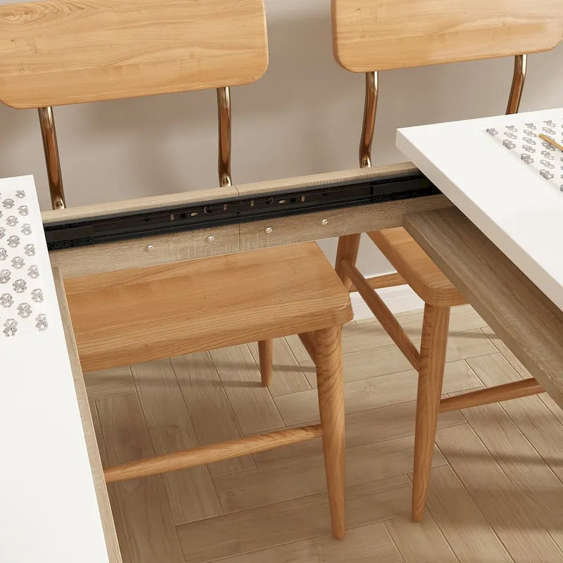 White & Oak Extendable Dining Table, Rectangular, Seats 4–6