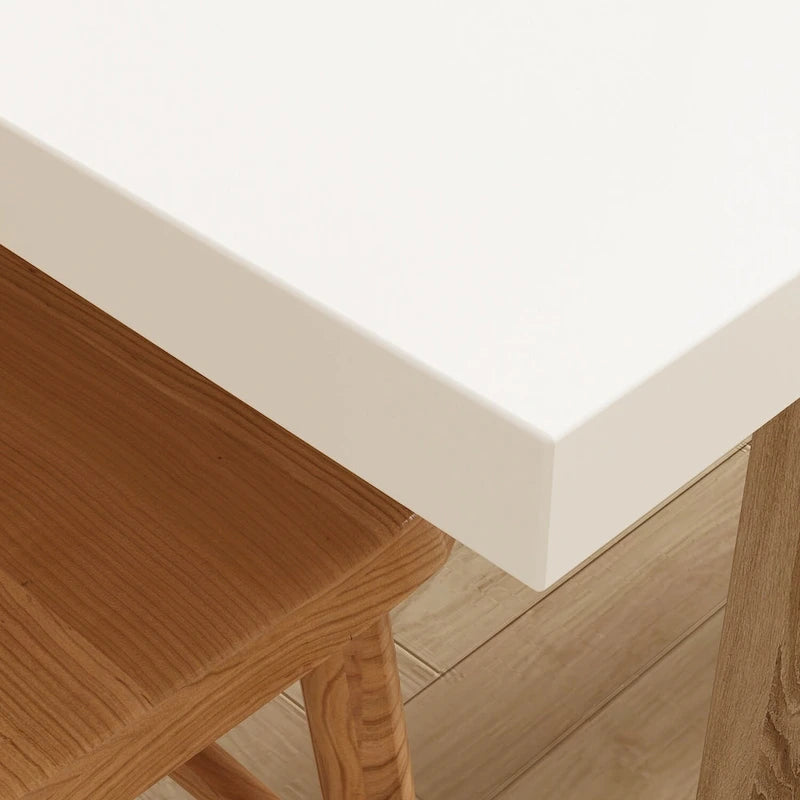 White & Oak Extendable Dining Table, Rectangular, Seats 4–6