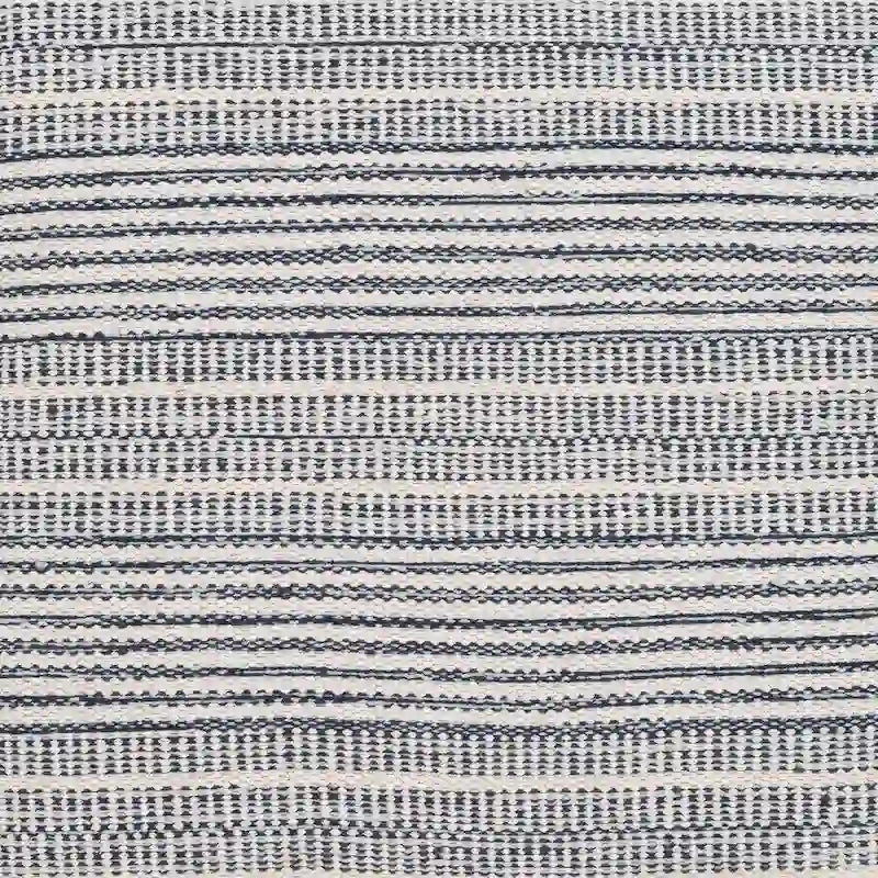 Bright Blue Striped Square Pouf, Single Seat / Footrest