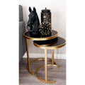Black & Gold Stackable Side Tables, Set of 3