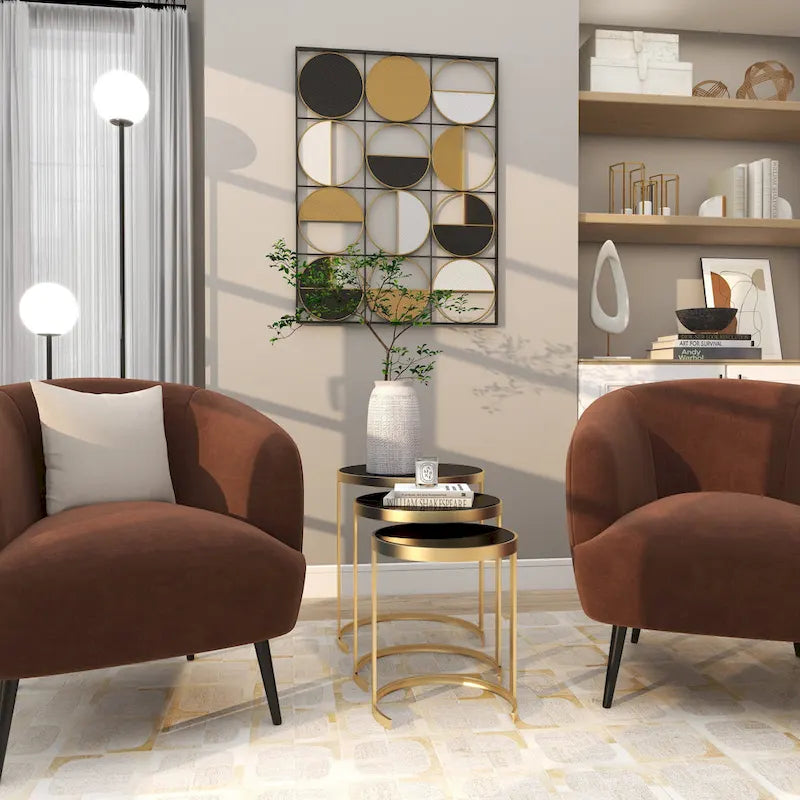 Black & Gold Stackable Side Tables, Set of 3