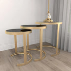 Black & Gold Stackable Side Tables, Set of 3