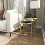 Black & Gold Stackable Side Tables, Set of 3