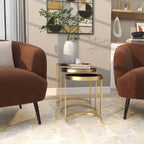 Black & Gold Stackable Side Tables, Set of 3