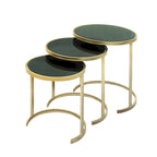 Black & Gold Stackable Side Tables, Set of 3