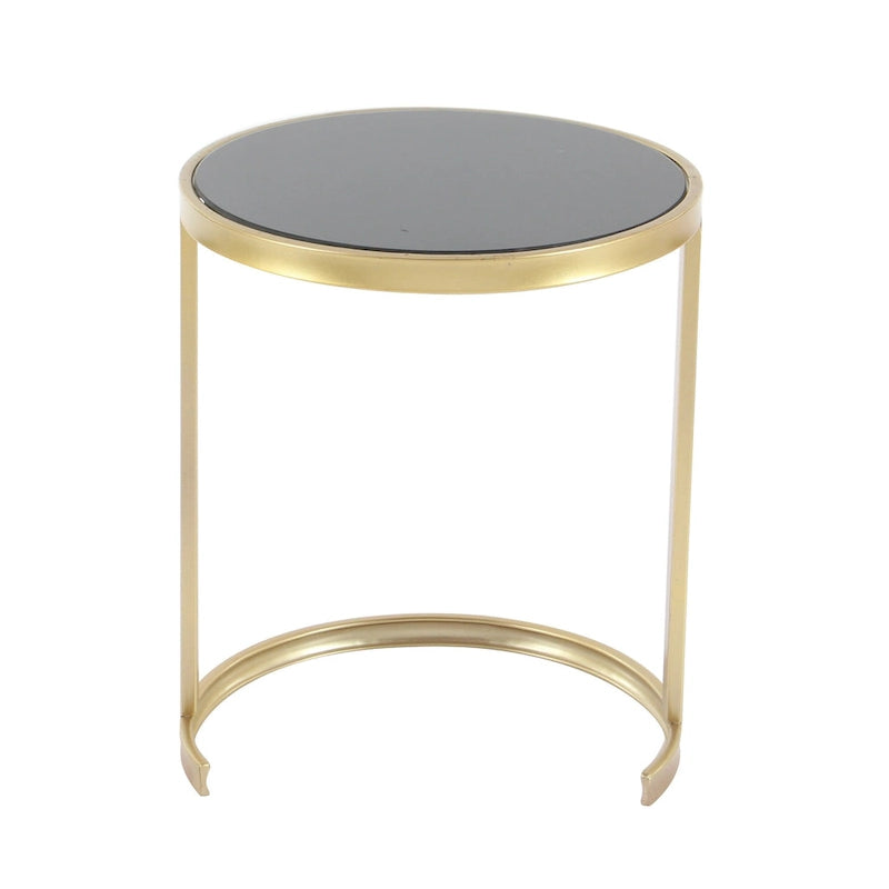 Black & Gold Stackable Side Tables, Set of 3