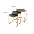 Black & Gold Stackable Side Tables, Set of 3