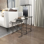 Black & Gold Stackable Side Tables, Set of 3