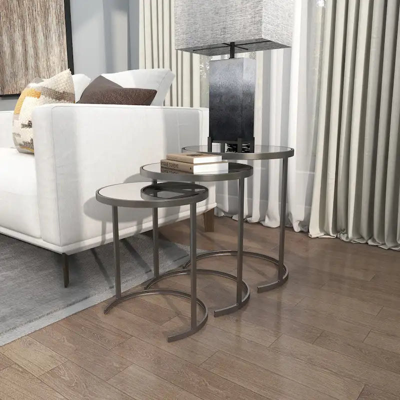 Black & Gold Stackable Side Tables, Set of 3