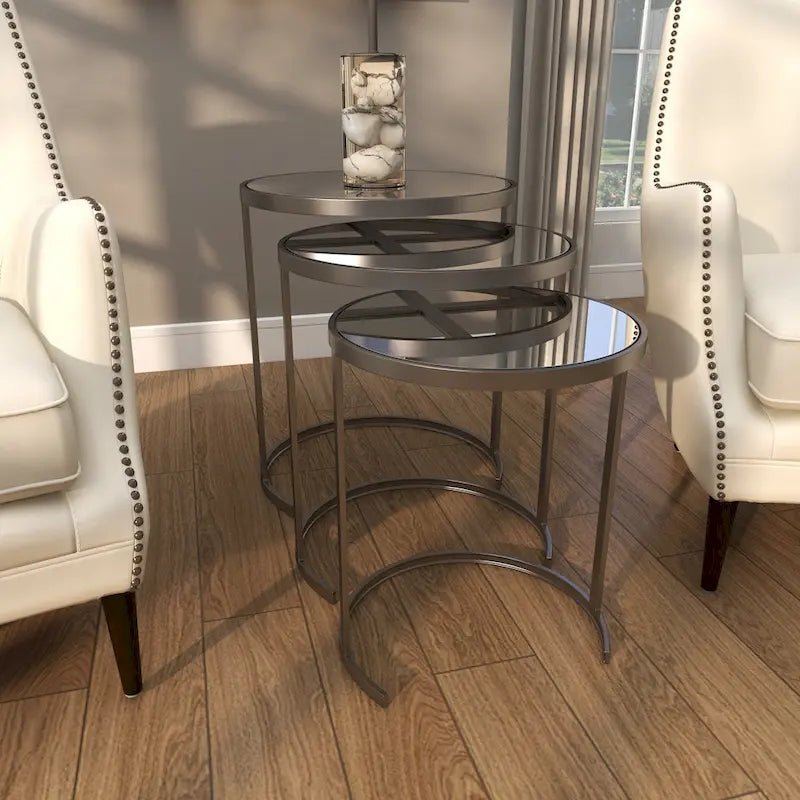 Black & Gold Stackable Side Tables, Set of 3