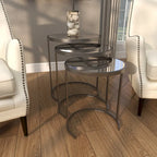 Black & Gold Stackable Side Tables, Set of 3