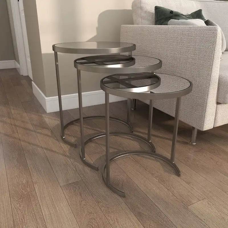 Black & Gold Stackable Side Tables, Set of 3