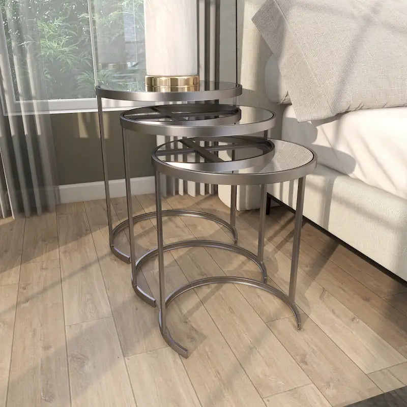 Black & Gold Stackable Side Tables, Set of 3