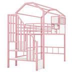Lit mezzanine en métal noir, style maison, jumeau, 1 personne