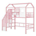Lit mezzanine en métal noir, style maison, jumeau, 1 personne