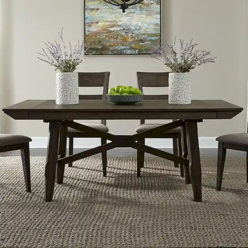 Dark Chestnut Trestle Dining Set, 6-Piece (Seats 6)