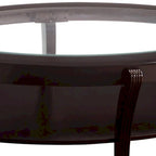 Espresso Brown Oval Glass-Top Cocktail Table with Open Shelf, 1-Piece