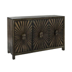 Aged Whiskey 3-Door Accent Cabinet with Wine Rack, 1-Person Assembly