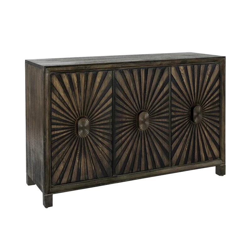 Aged Whiskey 3-Door Accent Cabinet with Wine Rack, 1-Person Assembly