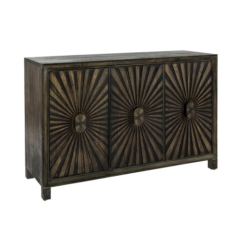 Aged Whiskey 3-Door Accent Cabinet with Wine Rack, 1-Person Assembly