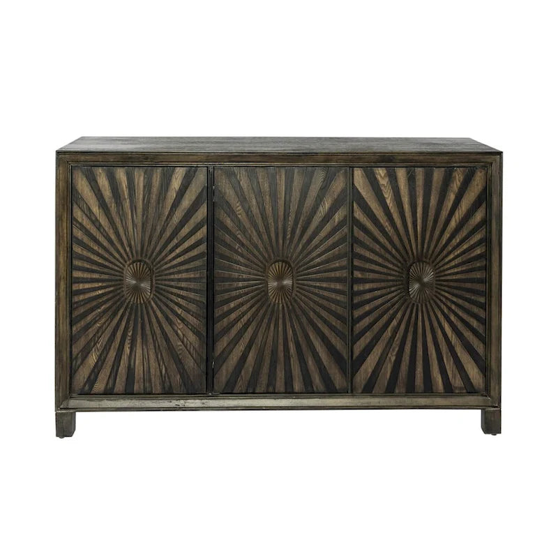 Aged Whiskey 3-Door Accent Cabinet with Wine Rack, 1-Person Assembly